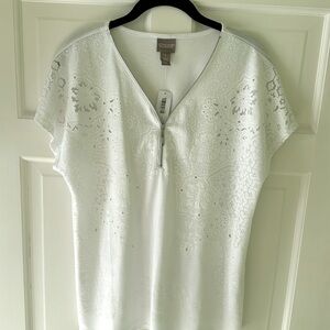 Chico’s Cap Sleeve Alabaster White Top